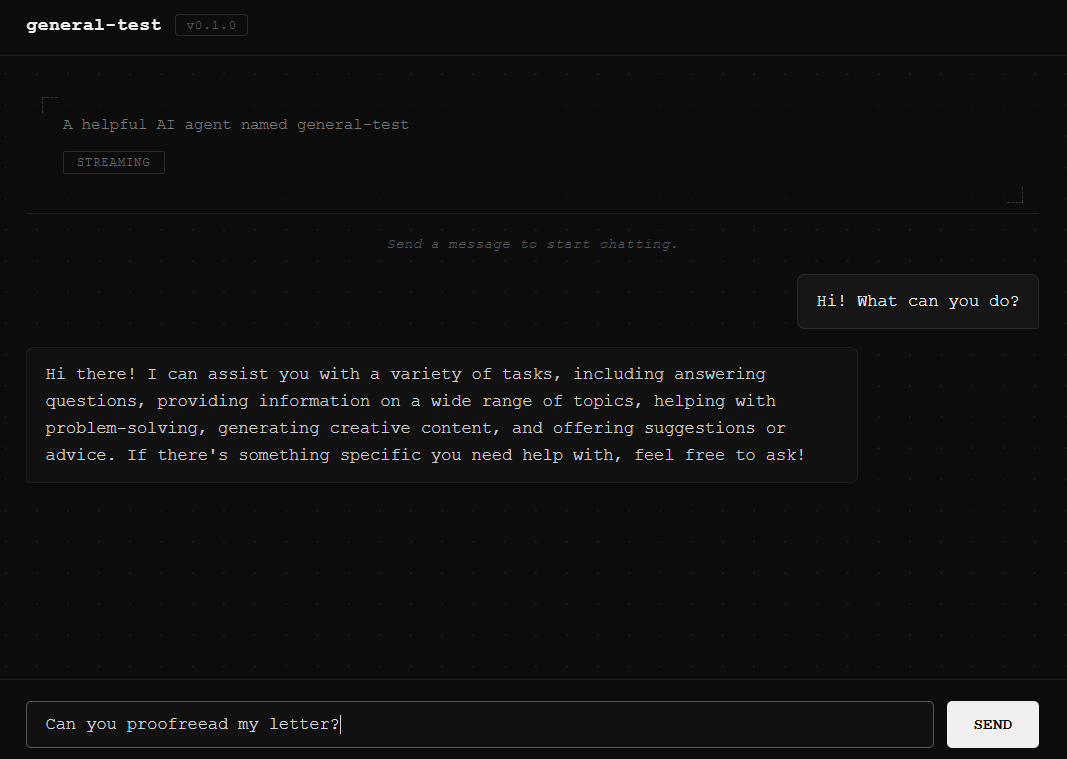 The user interface for chatting with Agents, provided by Warden Code